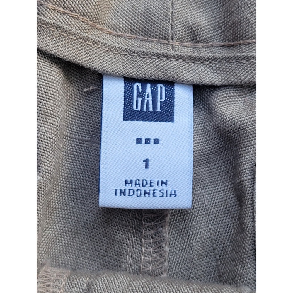 Gap Cargo Shorts Mid Rise Junior Size 1 Light Olive Green Outdoor Casual Linen - Picture 6 of 7